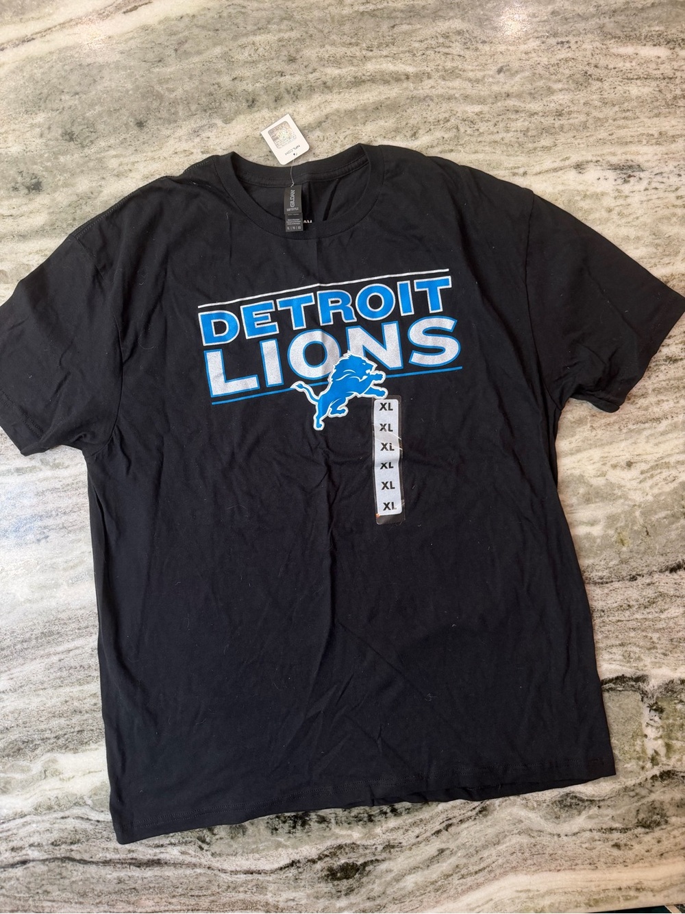 NWT Detroit Lions Black Graphic Tee with Blue Logo